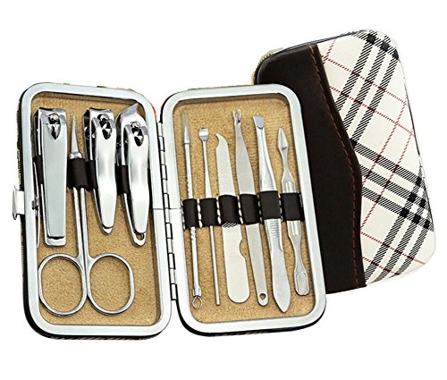 Manicure Pedicure Set Nail Clippers Cutters Stainless Steel Professional Toenail Clippers Nail Scissors Grooming Kit for Men Women,Travel Case,10pcs