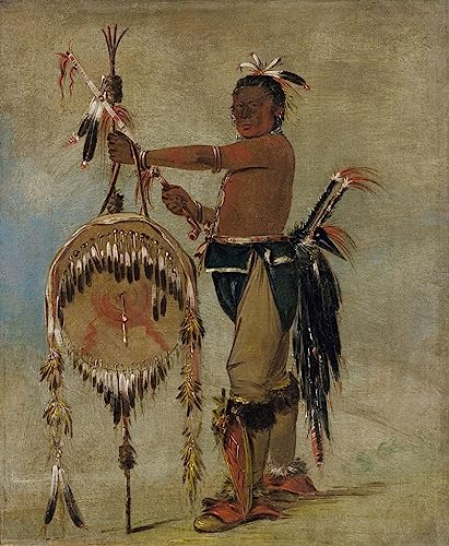 Poster George Catlin Petit chef poignardant un chef Sauk sur toile 60x90cm
