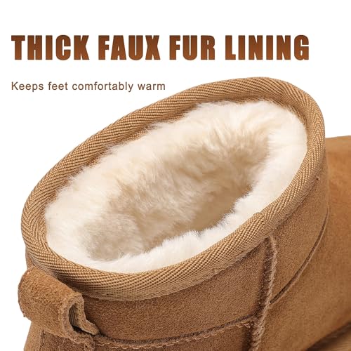 AoSiFu Platform Mini Boots for Women Genuine Suede Leather, Classic Winter Ankle Snow Boots with Comfortable Memory Foam Insole Water Resistant Lightweight Anti-Slip Outsole for Outdoor Indoor4