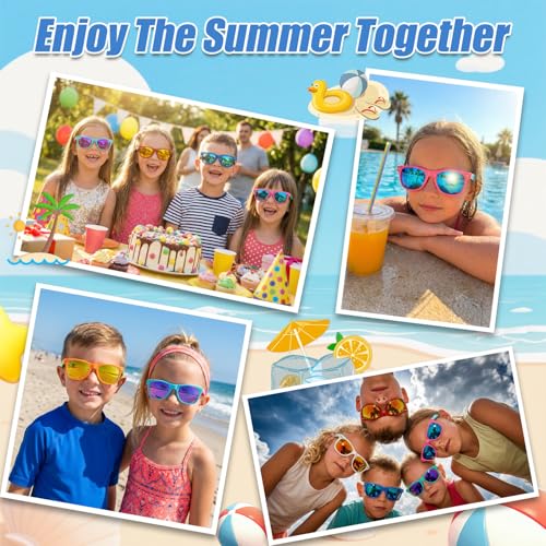 Image of Kids Sunglasses Bulk,Toddler Sunglasses with UV400 Protection Kid Sunglasses Party Favors for Boys Girls Age 3-8, 24pack Kids Sunglasses, 5 inchW x 1.6 inchH x 5 inchL