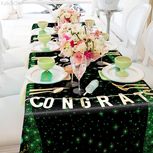 Image of KatchOn, Green and Black Graduation Tablecloths - XtraLarge 108x54 Inch, Pack of 3 | Green and Black Graduation Decorations 2026 | Graduation Tablecloth 2026, Graduation Table Decorations