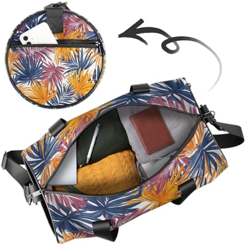 Watercolor Tropical Plants Round Barrel Sports Fitness Bag, Travel Luggage Bag, Reusable Handbag, Suitable For Men and Women4