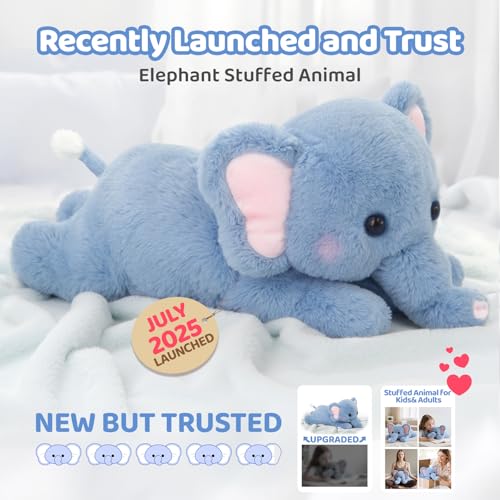 Image of Mewaii Weighted Stuffed Animals with Microwavable Heating Pad - 5 lbs Adjustable, Heatable & Coolable Elephant Plush for Realistic Hug, Removable Inner Pad, Perfect Plush Gift for Kids (23 Inch)