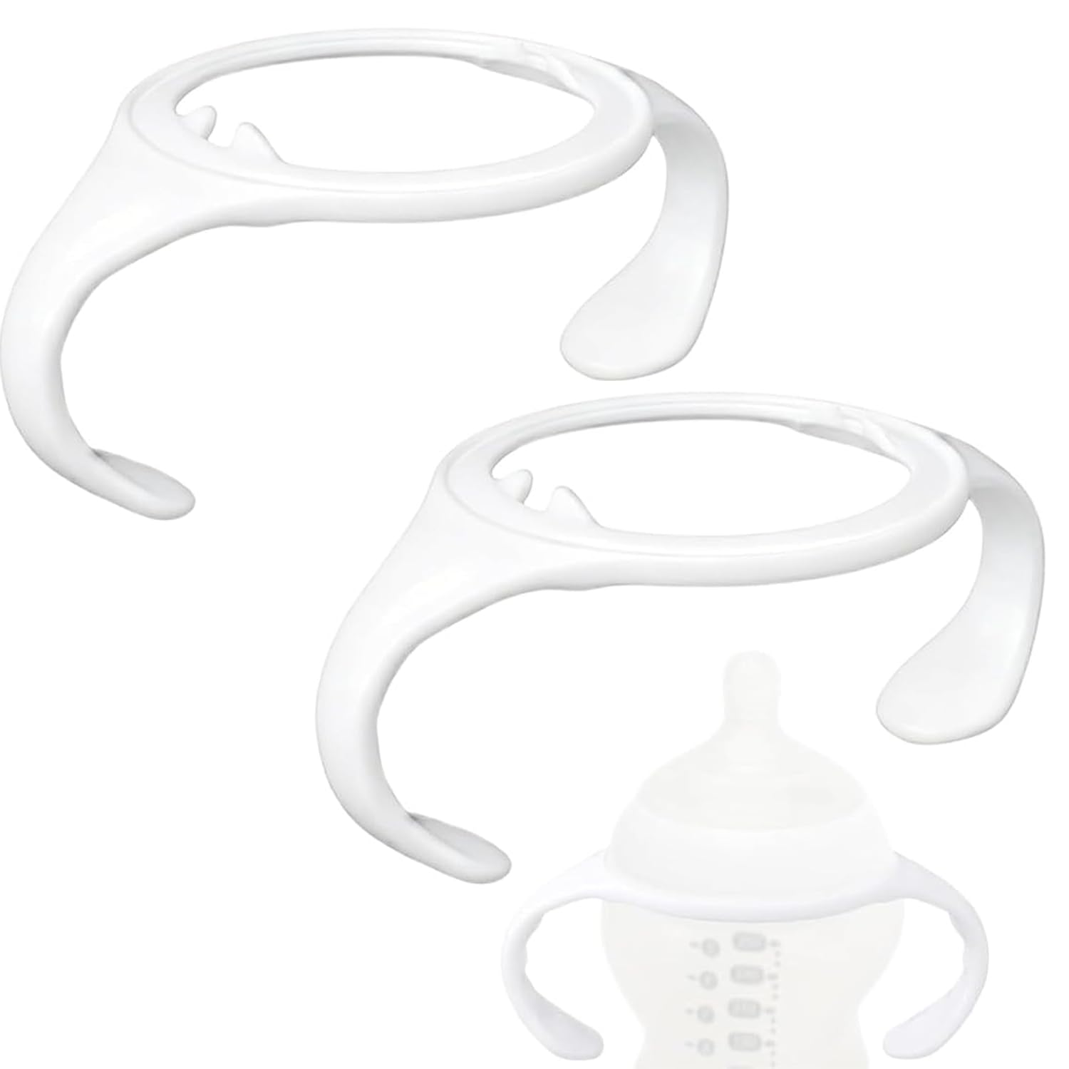 Baby Bottle Handles Holder for Tommee Tippee, Ergonomic Non Slip Grip Replacement Tomee Holder for Newborn Bottles Accessories Part (2 PCS (White))