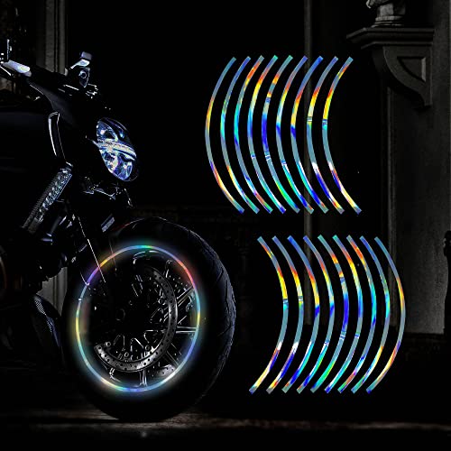 Image of TOMALL 18pcs Lengthen 16 inch-19 inch Reflective Wheel Rim Stripe Decal for Motorcycle Wheels Car Cycling Bike Bicycle Night Safety Decoration Stripe Universal Reflective Sticker for Car (Gradient)