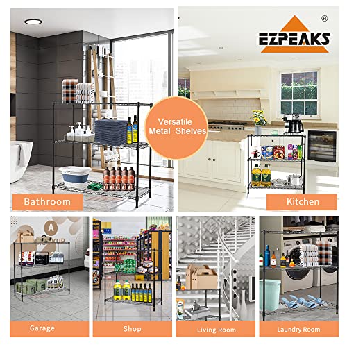 Ezpeaks 3-Shelf Shelving Unit With 3-Shelf Liners, Adjustable Rack, Steel Wire Shelves, Shelving Units And Storage For Kitchen And Garage (36W X 16D X 36H) Black #TOP5