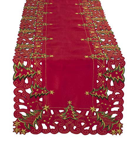 Fennco Styles Pandora Collection Holiday Christmas Tree Tablecloth - 2 Colors (Red, 16