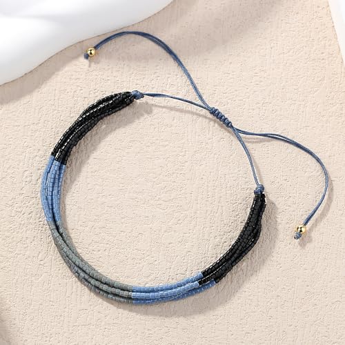 Image of KELITCH Bohemian Seed Beads Adjustable Bracelets Multiple Layers Strand Bracelets Bangles