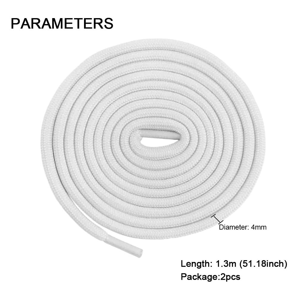 2Pcs White Polyester Drawstring Cord Round Replacement Drawstring Cord with Plastic Closure Ends for Hoodies Shorts Sweatshirts 4mmx1.3m - Image 2