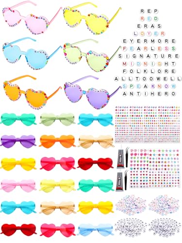 24 Pairs DIY Heart Sunglasses in My Era Friendship Glasses Popular Singer Party Favors for 1989 Girls Women