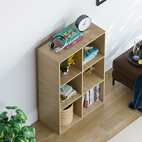 Vida Designs Durham Cube Bookcase Storage Organiser Living Room Bookshelf Home Office Furniture (6 Cube, Oak) - Image 7