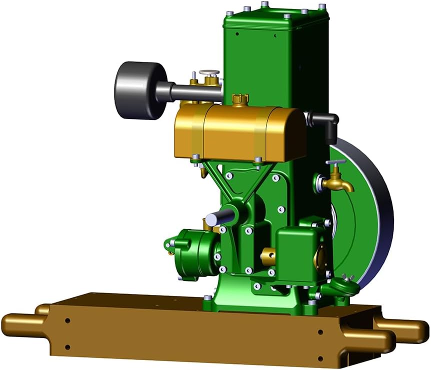 Retrol OKMO L-D Engine with Display Stand, 1/4 Scale Retro Miniature Single-Cylinder 4-Stroke Stationary Engine Model, Classic Collectible Engine Model