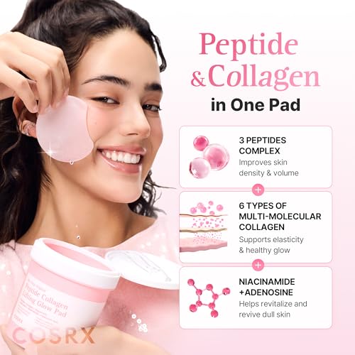 Image of COSRX OneStep Original Peptide Collagen Lifting Glow Pad, 100 Pads, Improving Elasticity, Plumping Toner Pads with Peptide, Collagen, Niacinamide & Anti-Aging Care, Korean Skin Care