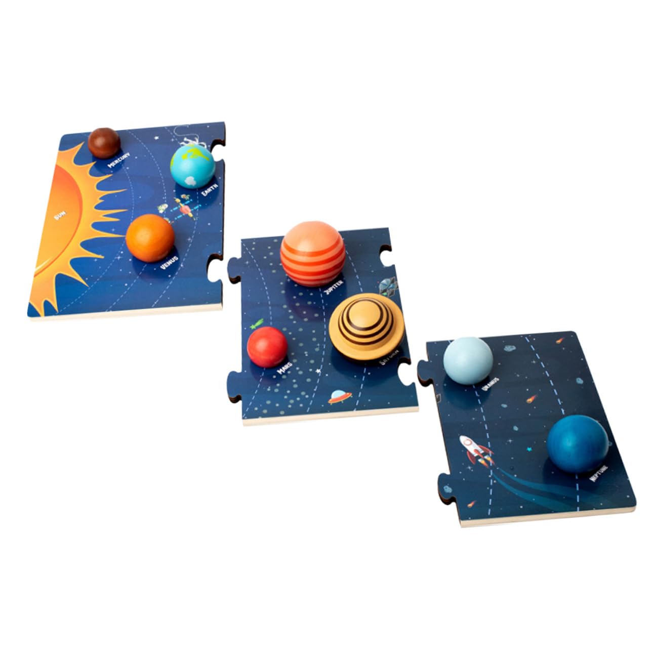 Puzzle Sistema Solar Montessori de Madera para Juguete Educativo de Cognición con Didáctico para Niñas de Edad Temprana