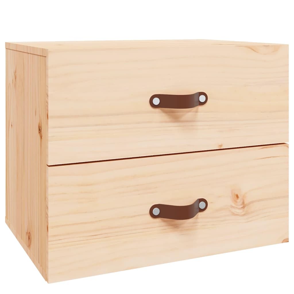 Comodini sospesi da parete, 2 pezzi, comodini sospesi in legno di pino massiccio non trattato, consolle con spazio per camera da letto, mensola da parete, 50 x 36 x 40 cm