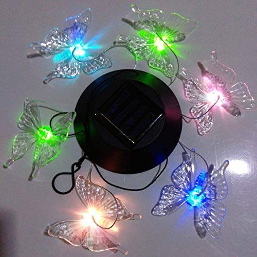 SUNJOYCO Butterfly Solar Wind Chimes, Color-Changing Outdoor Decoration Waterproof LED Memorial Wind Chime Solar Powered Colorful Light for Home Party Yard Garden
