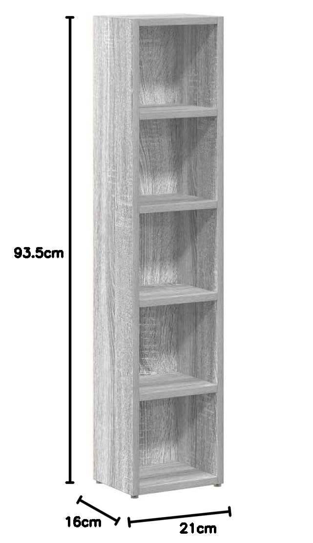 Sonoma - Set di 2 scaffali per CD, 21 x 16 x 93,5 cm, in materiale legno, con 5 scomparti per CD, DVD, supporto per vetrina multimediale, libreria
