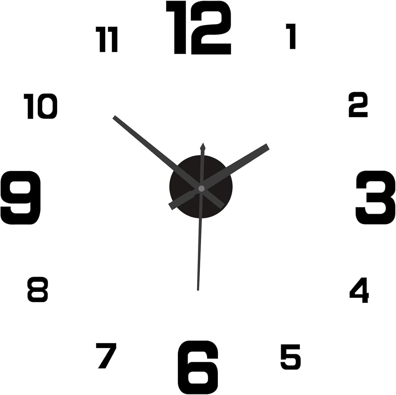 Wall clocks, Decorative 3D Wall Sticker Clock Home & Office Decoration, DIY Unique Decor Modern Frameless Design Wall Clock for Living Room Decor for Home Kitchen Bedroom Office(black)