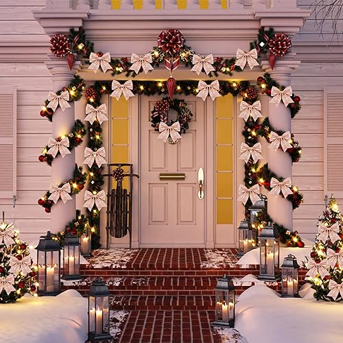 VEYLIN Decorazioni natalizie con fiocco, 12
