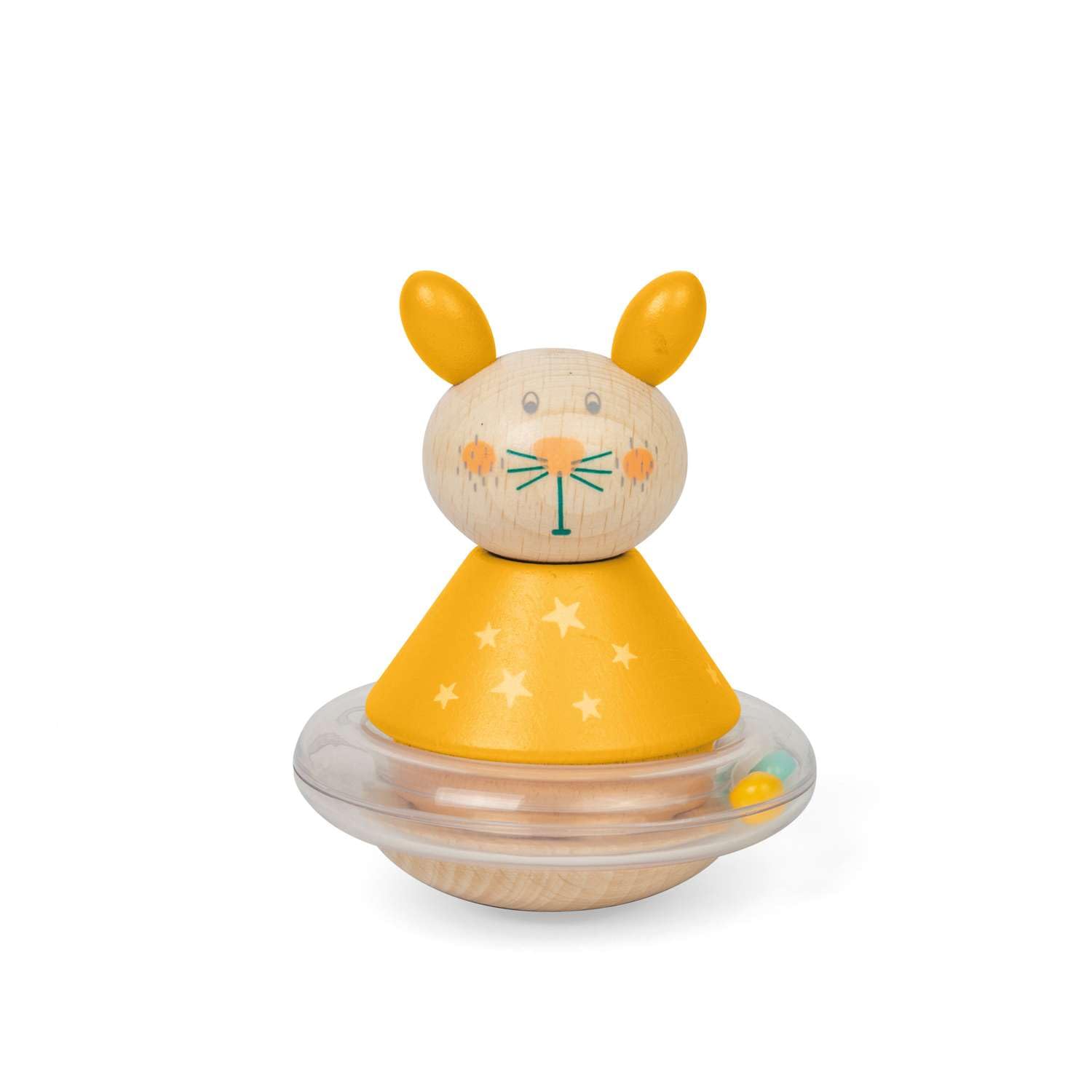 Bigjigs Toys Roly-Poly Rabbit - Wooden Rocking Animal Toy for Babies, Sensory Play Activities, Baby Rattles, Eco Friendly Gifts, Age 0+ Month Old