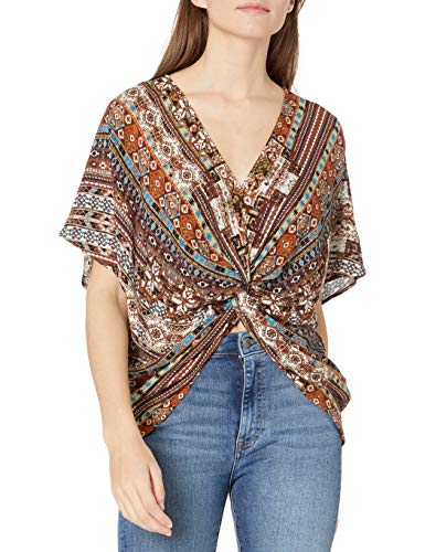 Karen Kane Women's Twist-Front TOP, Print, Large