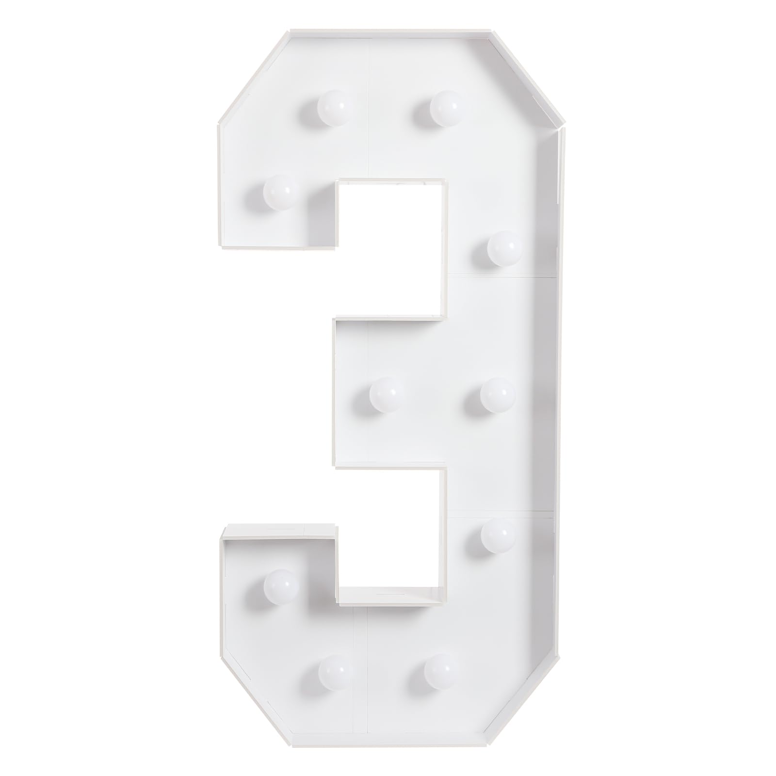 3 Light Up Numbers, LED Warm White Marquee Number Sign
