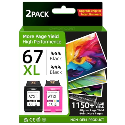 Printer Ink 67 Compatible for HP 67 Ink Cartridges Black/Color Combo...