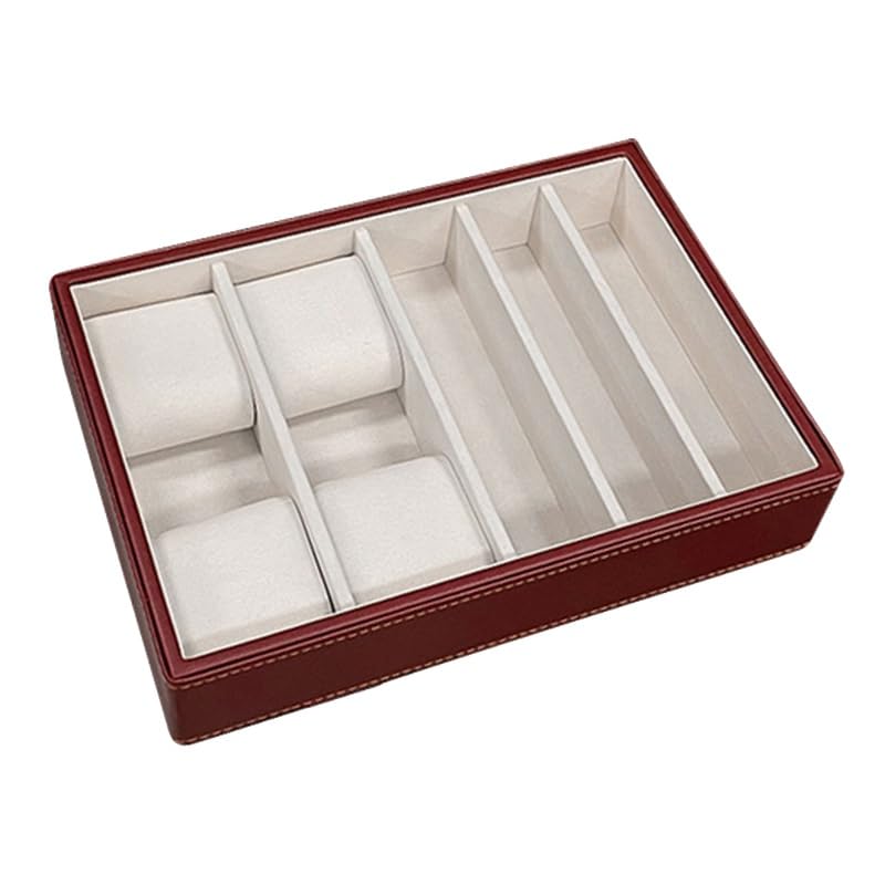 Organizadores De Cajones para Joyas Apilables Bandejas para Guardar Joyas En La Cómoda Insertos para Cajones Vitrinas para Anillos para Pendientes para Collares para Relojes(Red-A)