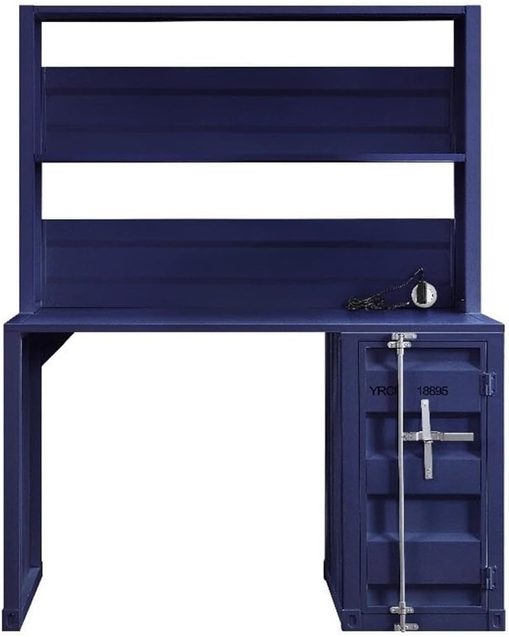 Acme Cargo Metal Frame Desk and Hutch with Storage Base in Blue