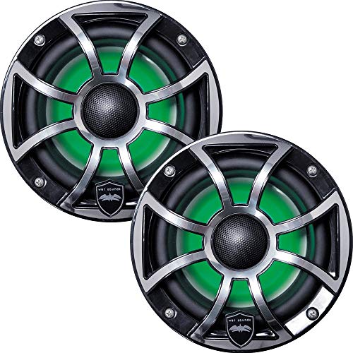 Wet Sounds REVO 6-XSB-SS Black XS/Stainless Overlay Grill 6.5 Inch Marine LED Speakers