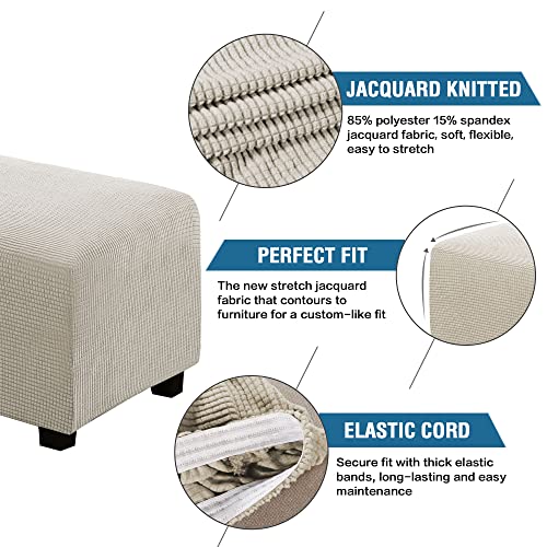Image of H.VERSAILTEX Ottoman and Sofa Seat Cushion Combined Cover Slipcover Rectangle Sofa Slipcover Fit Length 56'-75' Suitable for L Shaped Seat Cushion Cover or Chaise Part Cover Thick Soft - Island Fossi