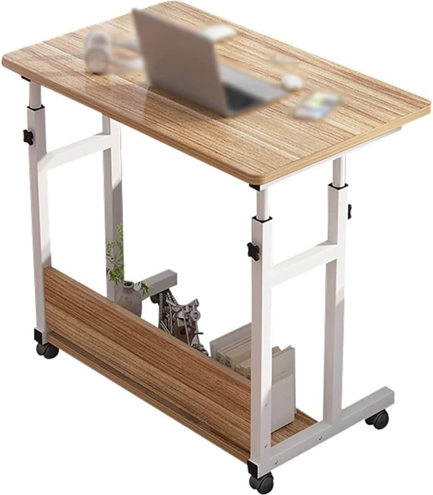 CGCSYZ Height Adjustable Standing Desk Bedroom lift bedside table, Study room learning game computer desk, Mobile rollers, storage shelves
