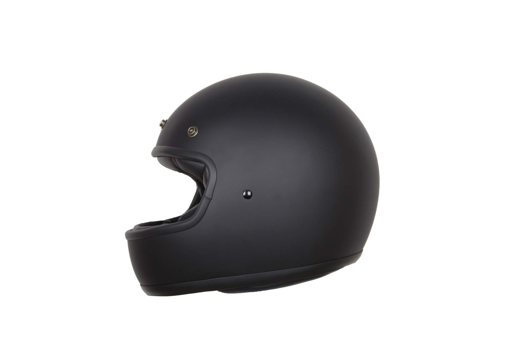 IGUANA CUSTOM - Casco integral de estilo retro EL VILLANO negro mate con corchetes para pantalla, HOMOLOGADO y con el estilo perfecto para cafe racer, bobber, chopper, clasicas. (S)
