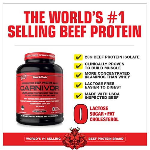Musclemeds Carnivor Hydrolyzed Beef Protein Isolate, 28 Servings, Cookies & Cream, 2 Pound, 32 Oz #TOP2