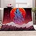 ZJFHNB Couverture Loup Lunaire 150 x 200cm Flanelle Doux Couvertures Chaudes Couch Travel Camping Nap Couverture Adulte pour Enfants