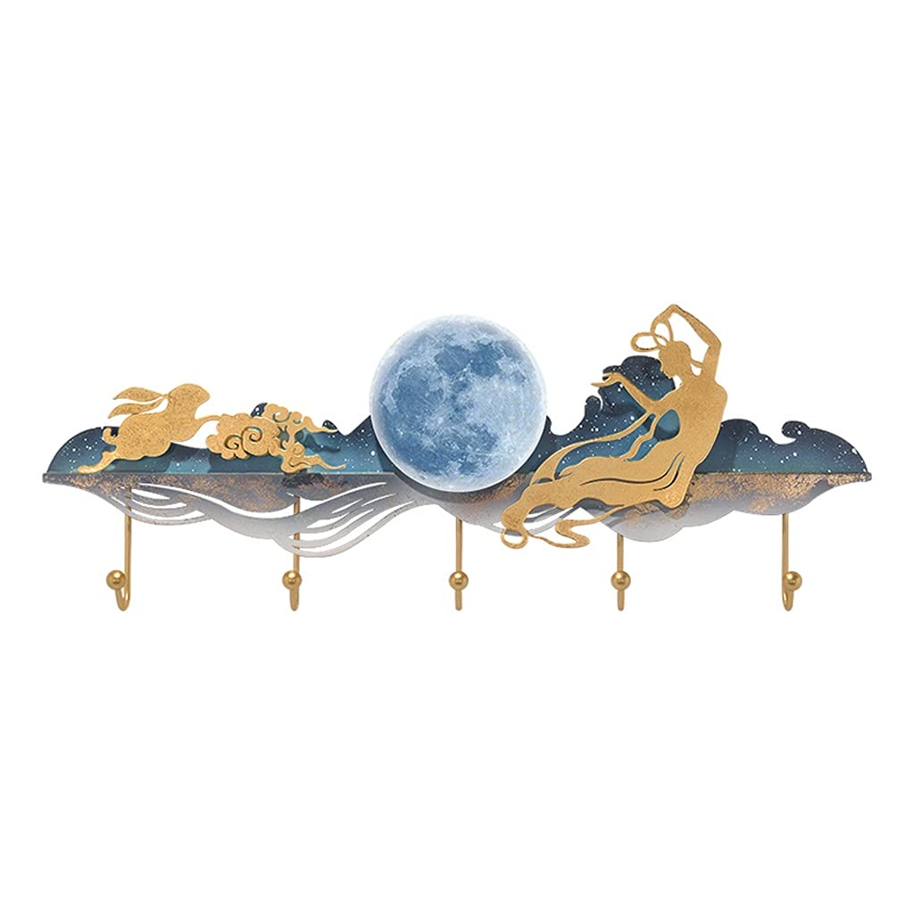 Kleiderhaken Mantelhaken Neue chinesische handgemachte kreative Mantel Haken Haushalt Wandmontierte Kleidergestell Schlafzimmer Wohnzimmer Korridor Metall Dekorativer Anhänger mit 5 Haken Wandhaken Wa