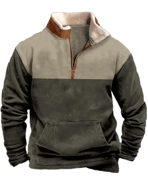 Mens Western Sweatshirts 1/4 Zip up Aztec Cowboy Hoodies Country Fleece Winter Pull...