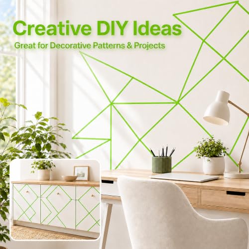 Image of Green Masking Tape, 6 Rolls, 0.94 Inch x 60 Yards | Writable matte paper tape for painting, automotive masking, labeling and DIY use