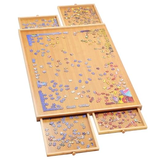 Jigsaw Puzzle Board for Adults - 1500 Pieces Bamboo Puzzle Board with 4 Drawers and Cover, Jigsaw Puzzle Table Accessories for Puzzle Storage, 26"×34" Portable Puzzle Tray