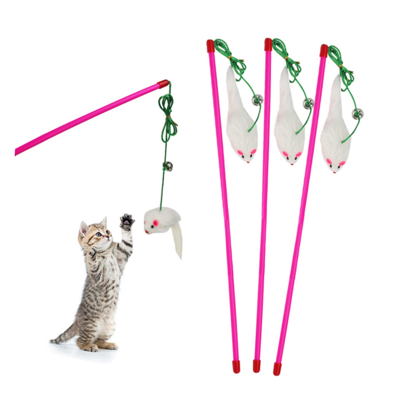 Mipcase 15stücke Teiliges Katzen-Spielzeug Interaktive Plüsch- Mit Teaser-stab Fördert Aktive Spielzeit Und Stärkt Die Bindung Zu Ihrem Haustier Farben Zufällig