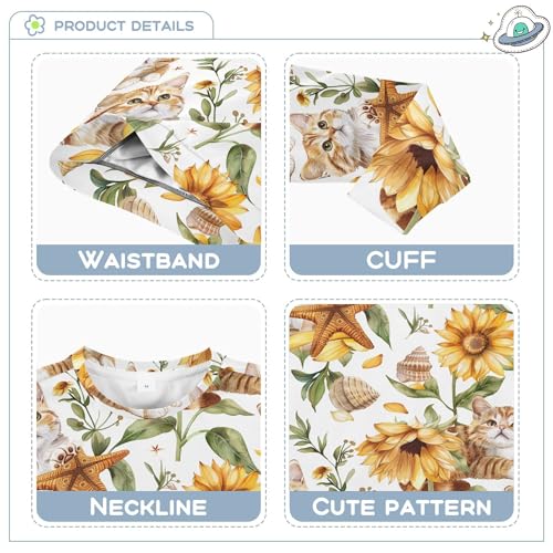 JUNZAN Cute Cats Sunflowers Seastars Leaves Little Kids Sweatshirts Hoodies Long Sleeve Fall Tops Shirts Athletic 4T3