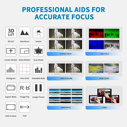 Image of FEELWORLD 1600Nit 4k Ultra Bright Camera Video Monitor 5.5 Inch HDMI Touch Screen DSLR Field Monitor 1920x1200 IPS F970 External Power and Install Kit