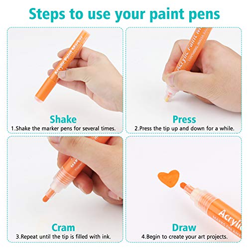 image for YCSDEN Acrylic Paint Pens for Rocks Painting, Glass, Wood, Ceramic, Me