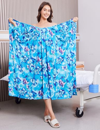 Deyeek Hospital Gowns for Women Post Shoulder Surgery Open Back Adaptive Clothing Lounge Dress for Patients&Seniors Nightgown4