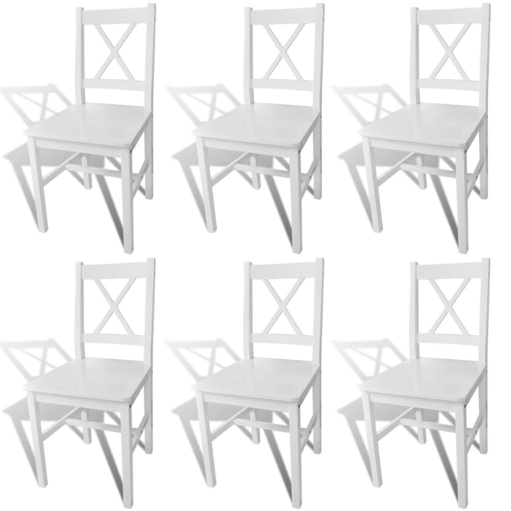 vidaXL 6X Sillas de Comedor Madera Blancas Asiento Banco Sillón Mueble Cocina
