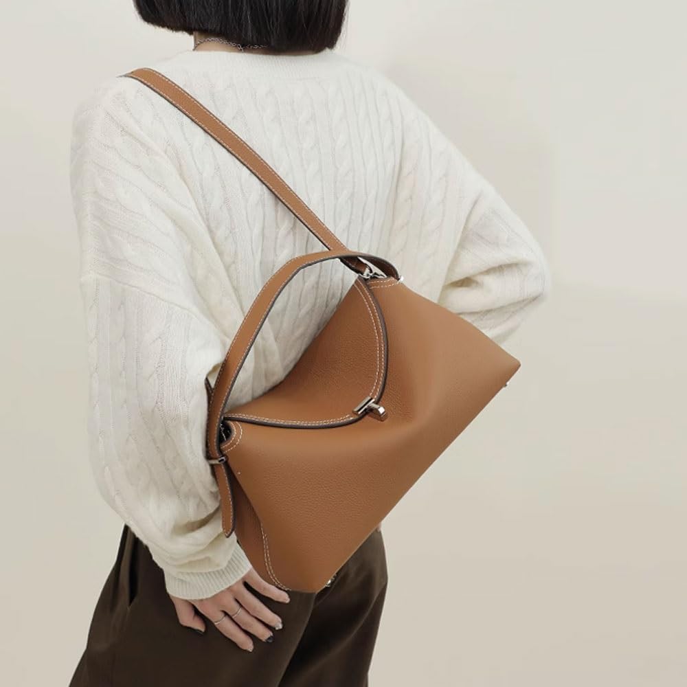 Genuine Leather Handbags for Women,Large Commuting Tote Bags with Removable Shoulder Strap,Shoulder Bag Purse for Work
