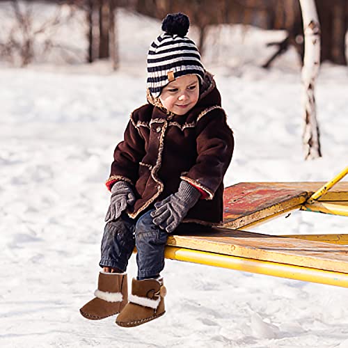Hongteya Baby Snow Boots With Fleece Fur Inner, Baby Girl Booties With Anti Slip Rubber Hard Sole, Toddler Boots Shoes For Boys Girls 0-24 Months Warm Winter Infant Newborn Crib Baby Shoes #TOP1