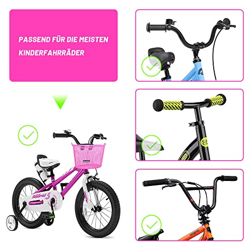 ANZOME Fahrradkorb für Kinder, Metall Lenkerkorb vorne mit Klettverschluss wasserdicht abnehmbar - Geschenk für Mädchen und Jungen, Rosa – Ansicht 2