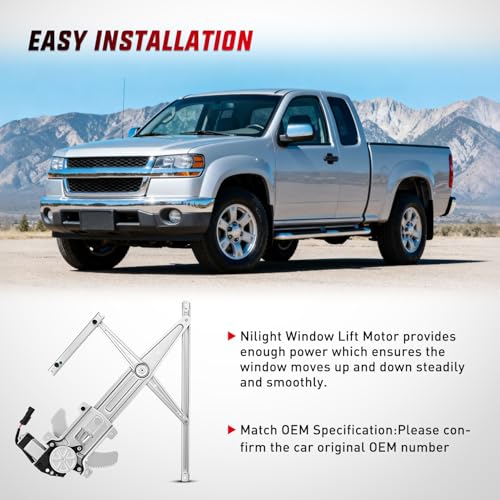 Image of Nilight Front Driver Window Regulator with Motor, Compatible with Chevy Colorado /GMC Canyon 2004 2005 2006 2007 2008 2009 2010 2011 2012, Power Window Lift Motor Assembly, OE Replacement, 741-014