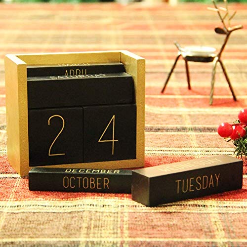 Image of STAR CRAFT Wooden Calendar No End Date Changeable Desktop Calendar